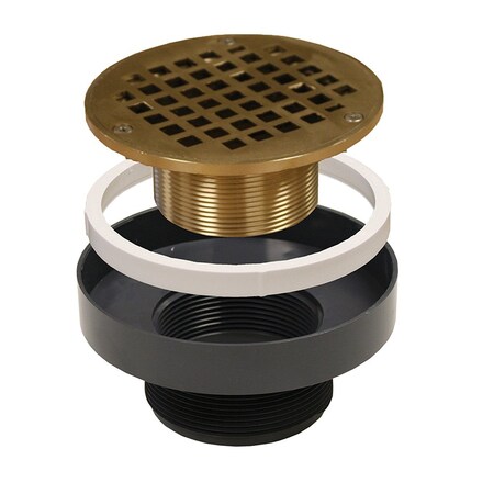 3-1/2 In. PVC LevelBest Adapter With 3 In. Metal Spud And 5 In. Nickel Bronze Round Strainer